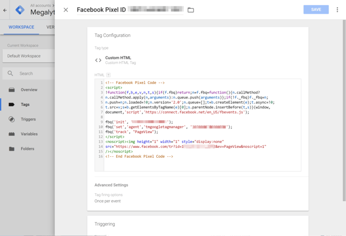 Inspecting the Facebook Pixel Tag