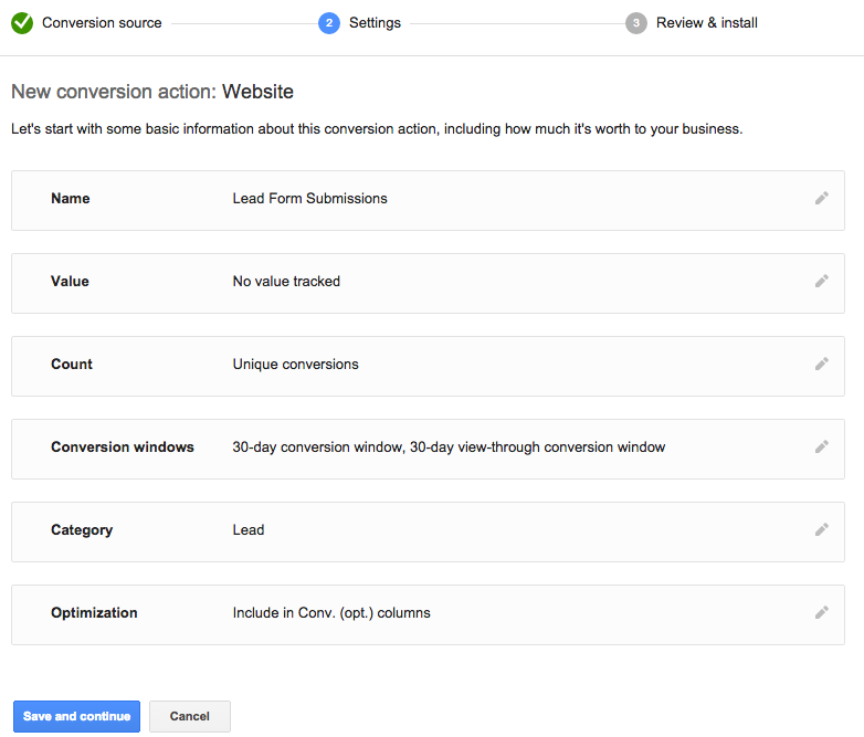 AdWords Conversion Tracking Step #3