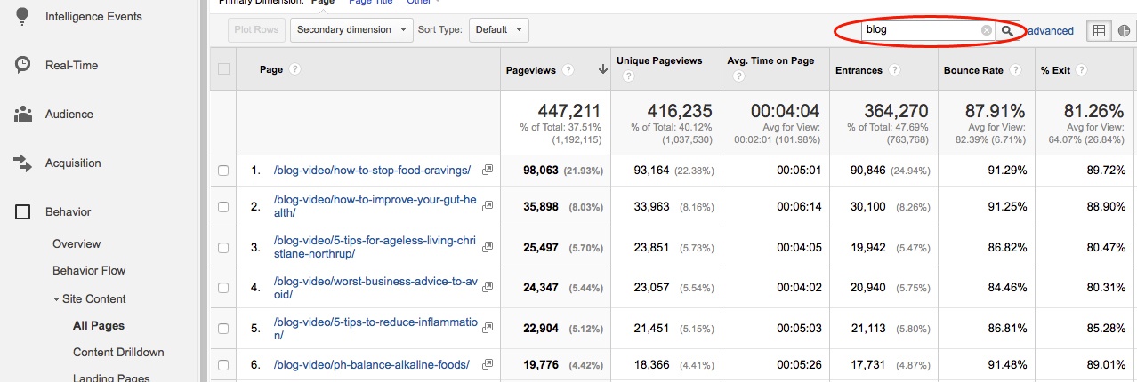 Google Analytics Stats on Blog Pages