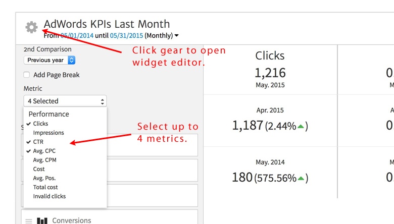 Changing the AdWords KPI Metric Defaults