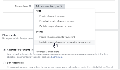 Facebook Event Connection Type