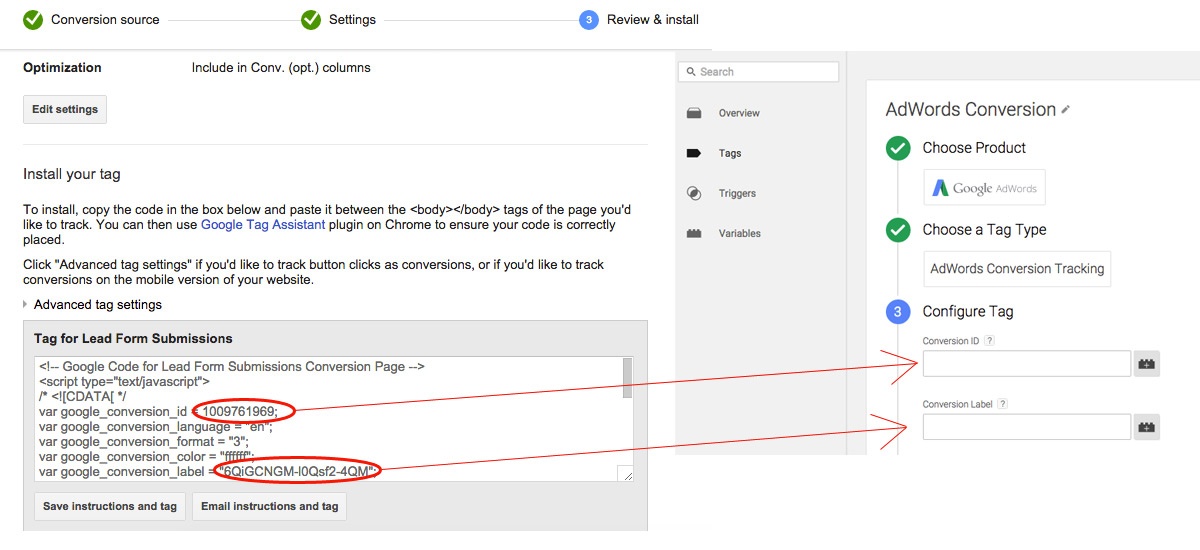 Google Tag Manager - Adding AdWords Id