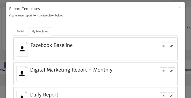 Create a Report from a Facebook Template