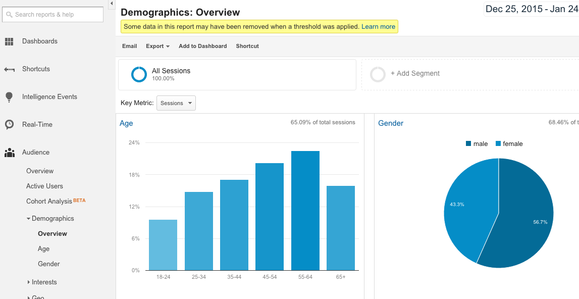 Google Analytics Demographics Report