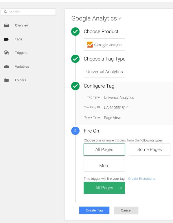 Setting up Google Analytics Tracking in Tag Manager