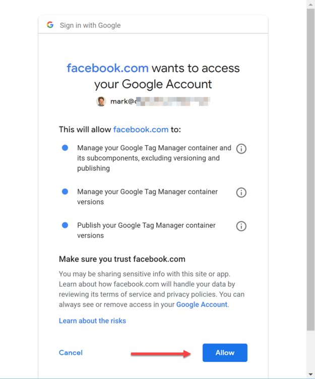 Grant Facebook Access to Google Tag Manager