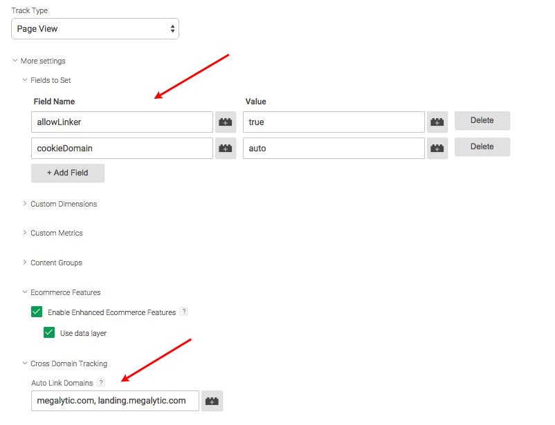 Google Analytics Link Domains in Tag Manager