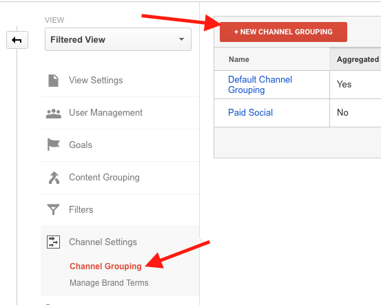 Google Analytics Creating a New Channel Grouping