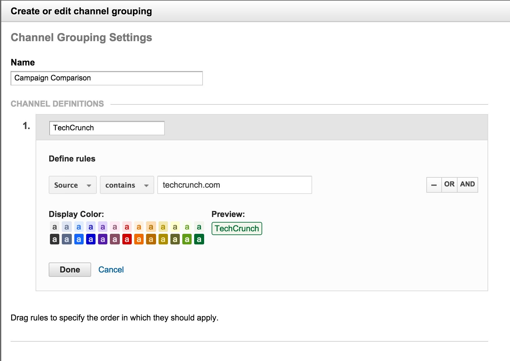 Creating a custom channel grouping for Google Analytics attribution analysis