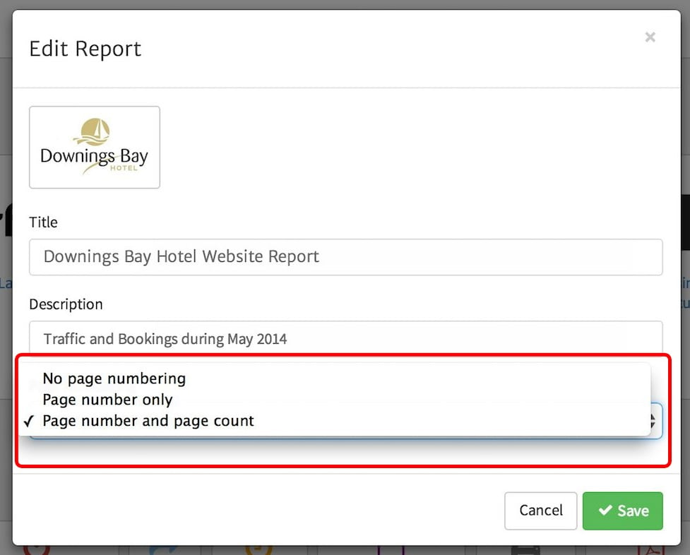 report page numbering rules